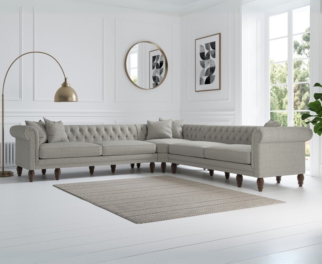Product photograph of Bromley Large Grey Linen Corner Sofa from Oak Furniture Superstore