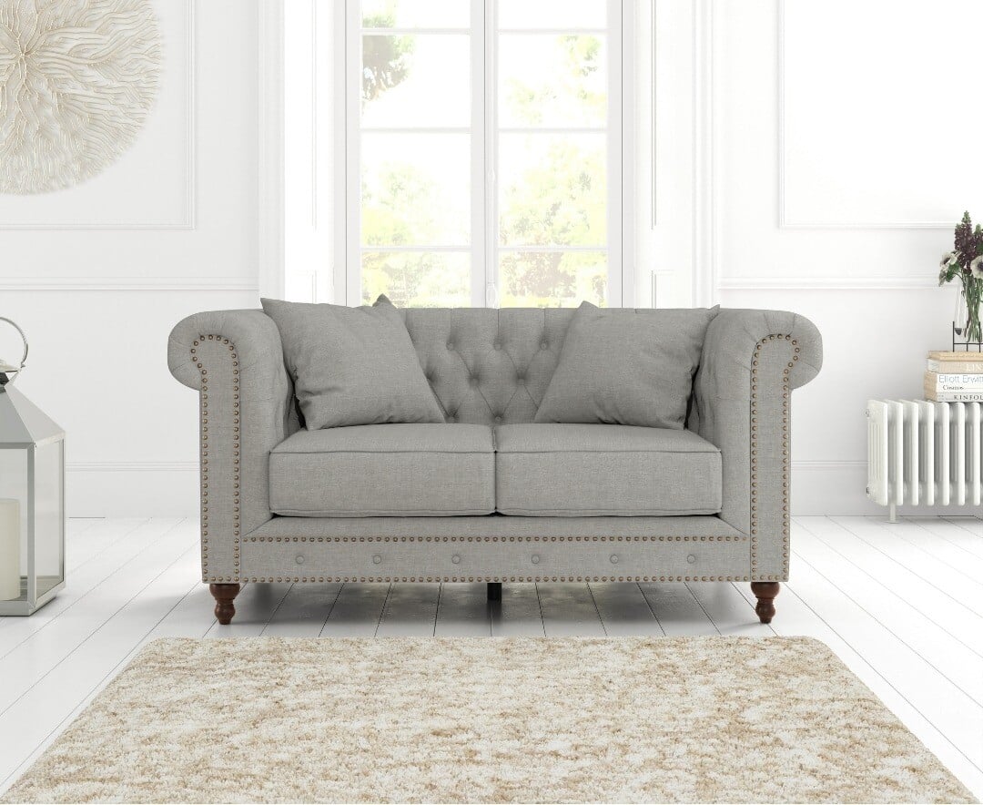 Product photograph of Westminster Chesterfield Grey Linen 2 Seater Sofa from Oak Furniture Superstore