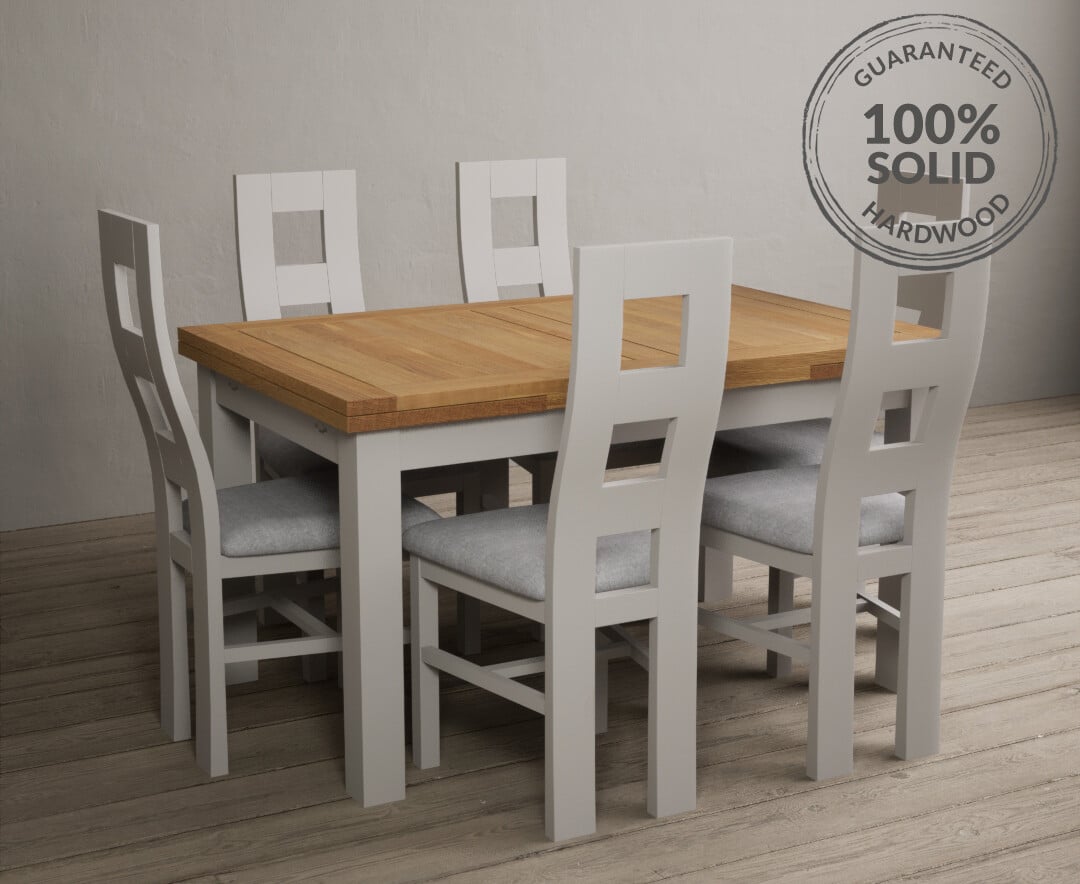 Extending Hampshire 140cm Oak and Soft White Dining Table with