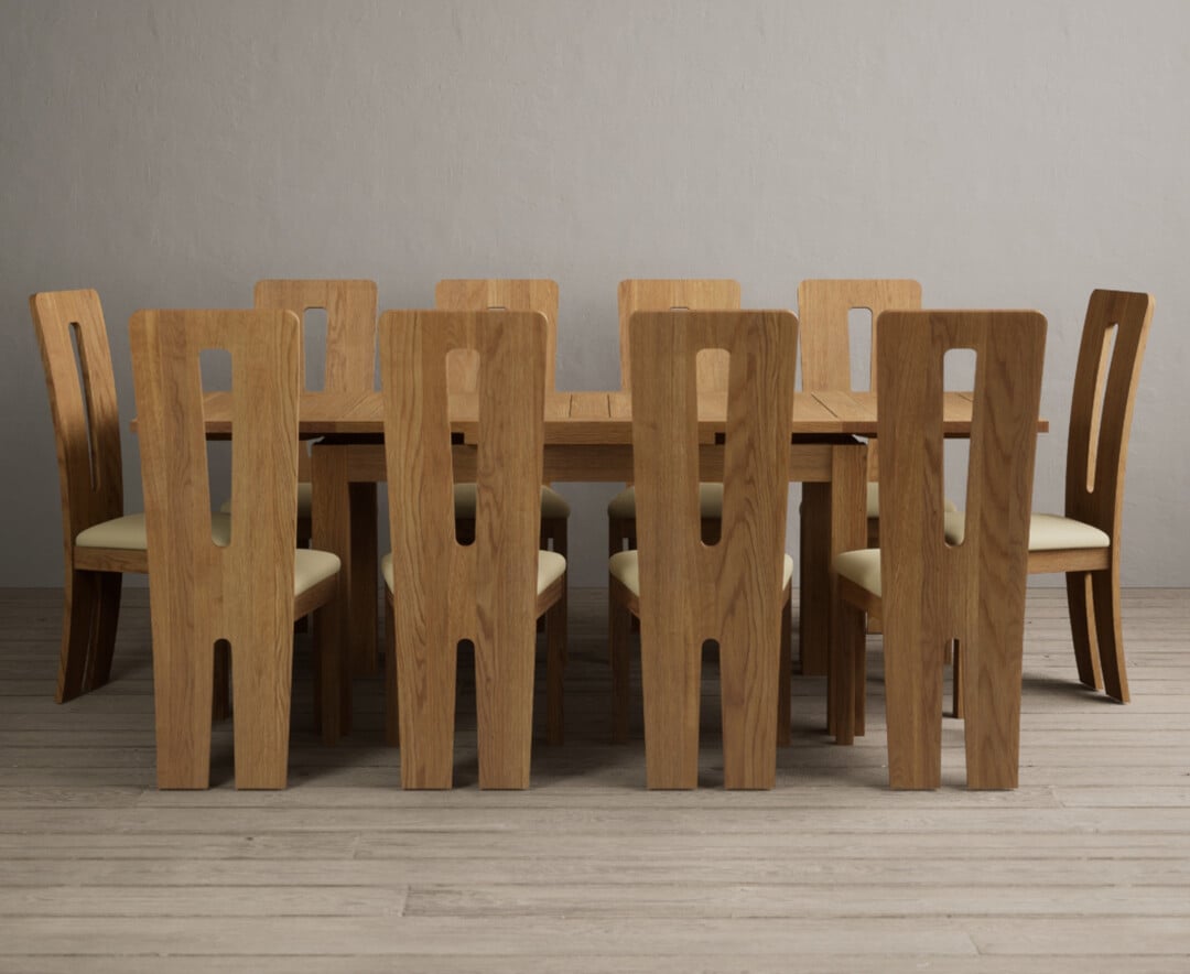 Extending Buxton 140cm Solid Oak Dining Table With 6 Brown Lucca Chairs