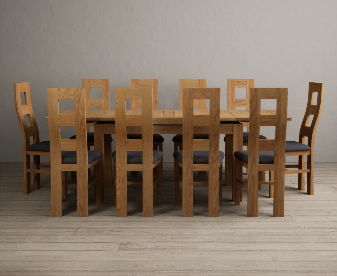 Product photograph of Extending Buxton 140cm Solid Oak Dining Table With 6 Brown Natural Chairs from Oak Furniture Superstore