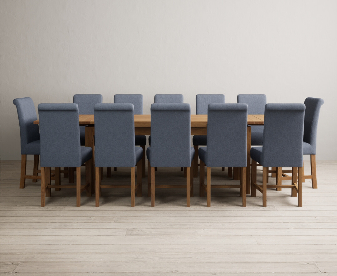 Product photograph of Extending Buxton 180cm Solid Oak Dining Table With 8 Charcoal Grey Scroll Back Chairs from Oak Furniture Superstore