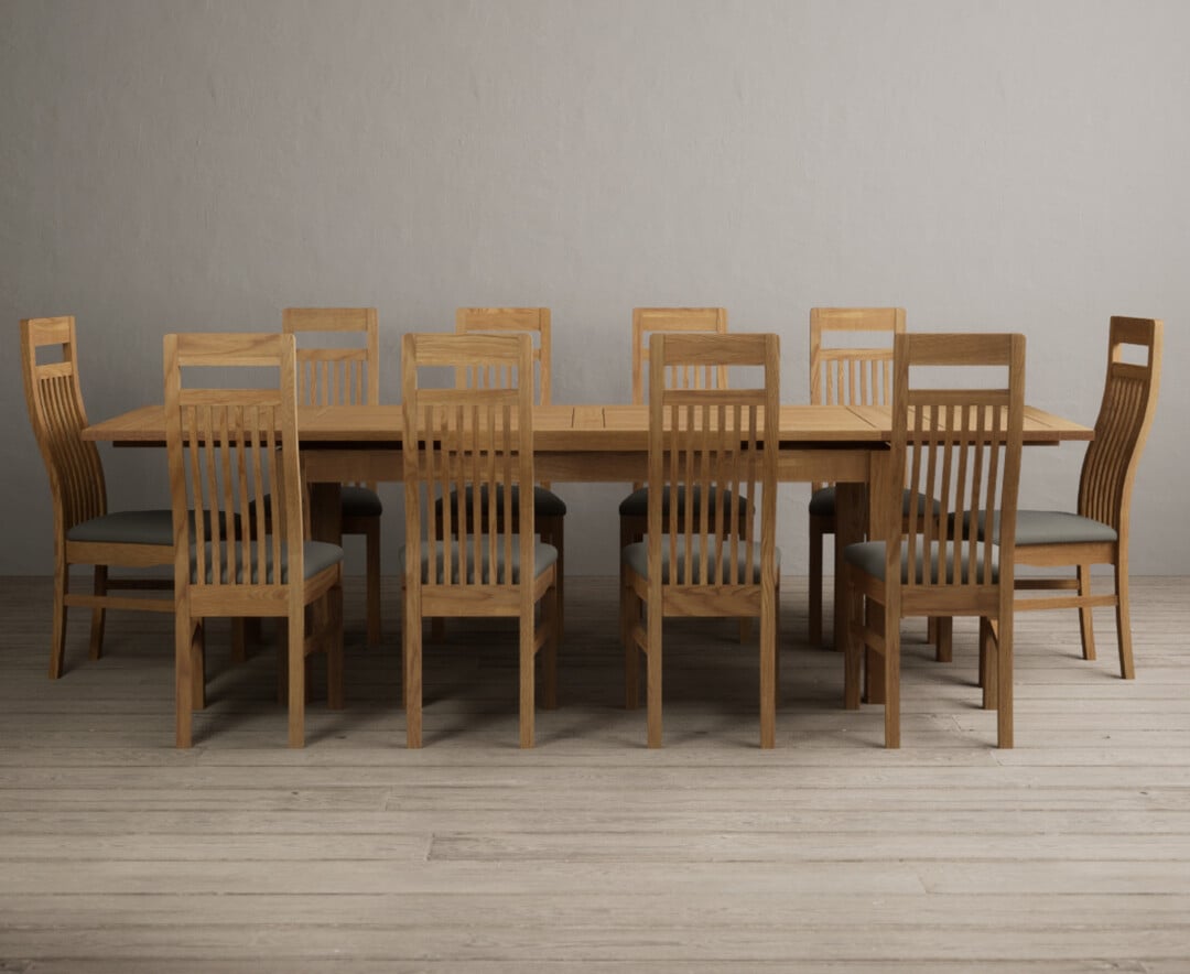 Extending Buxton 180cm Solid Oak Dining Table With 6 Cream Chairs