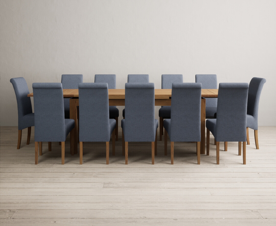 Product photograph of Extending Buxton 180cm Solid Oak Dining Table With 6 Grey Scroll Back Chairs from Oak Furniture Superstore