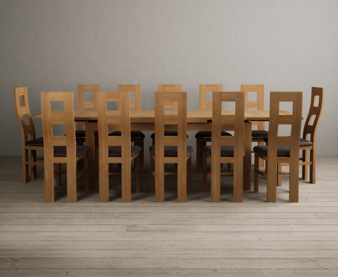 Product photograph of Extending Buxton 180cm Solid Oak Dining Table With 6 Linen Natural Chairs from Oak Furniture Superstore