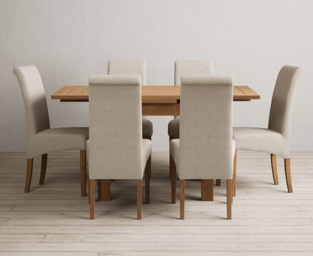 Product photograph of Extending Buxton 90cm Solid Oak Dining Table With 4 Blue Scroll Back Chairs from Oak Furniture Superstore