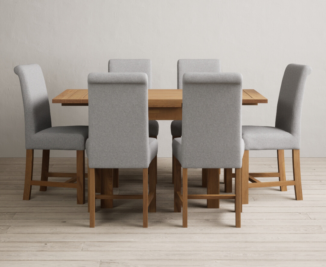 Product photograph of Extending Buxton 90cm Solid Oak Dining Table With 4 Natural Scroll Back Chairs from Oak Furniture Superstore