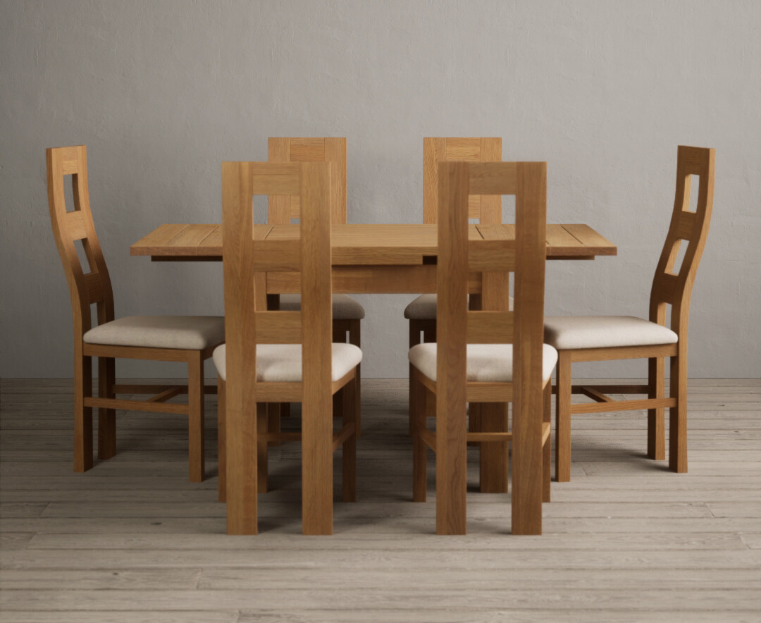 Product photograph of Extending Buxton 90cm Solid Oak Dining Table With 4 Brown Natural Chairs from Oak Furniture Superstore