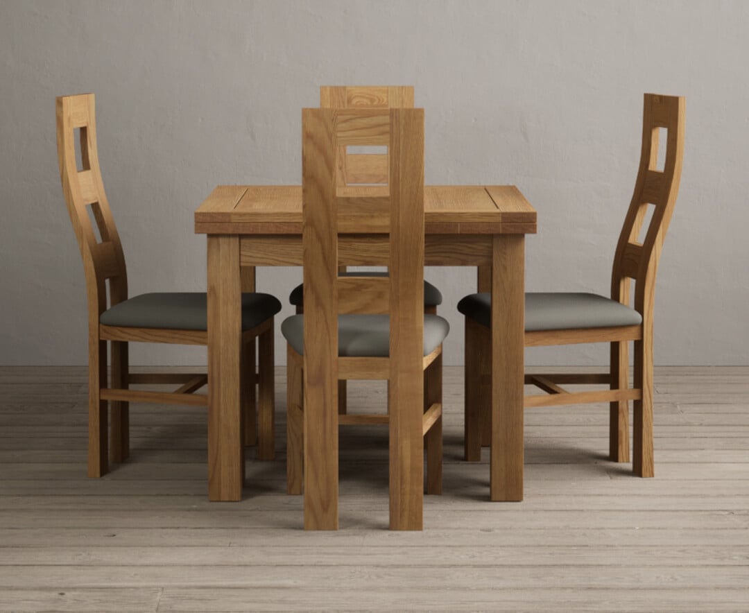 Extending Buxton 90cm Solid Oak Dining Table With 6 Black Natural Solid Oak Chairs