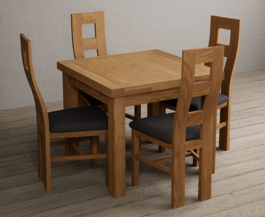 Photo 1 of Extending buxton 90cm solid oak dining table with 4 linen flow back chairs