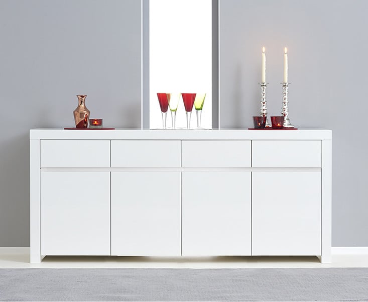 Newark 4 Door 4 Drawer White High Gloss Sideboard