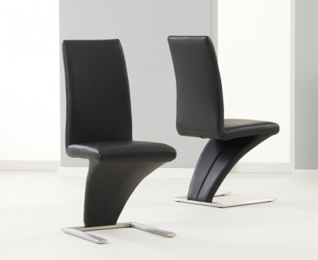 Product photograph of Aldo Black Faux Leather Dining Chairs from Oak Furniture Superstore
