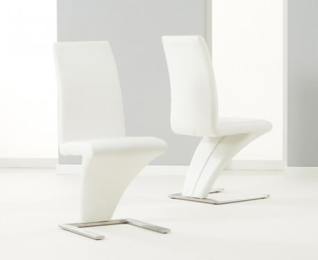 Product photograph of Aldo Z Ivory White Faux Leather Dining Chairs from Oak Furniture Superstore