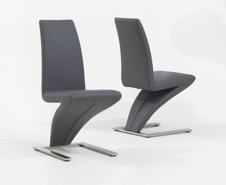 Product photograph of Hampstead Z Grey Faux Leather Dining Chairs from Oak Furniture Superstore