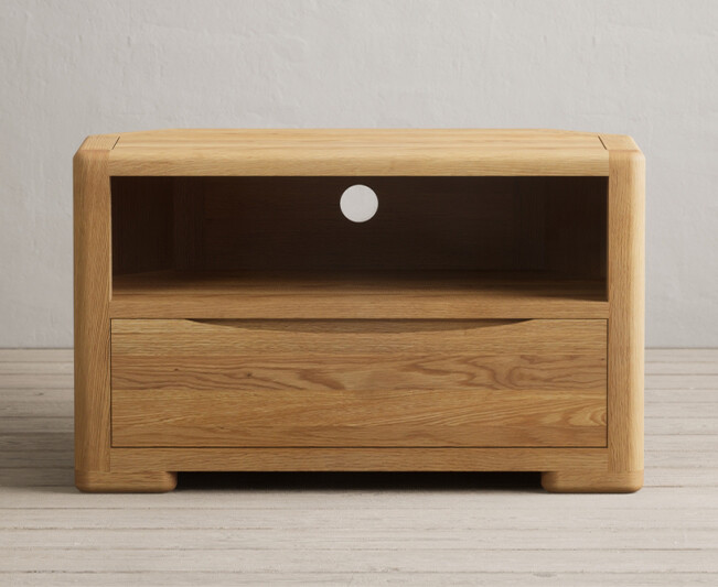 Product photograph of Harper Solid Oak Corner Tv Cabinet from Oak Furniture Superstore