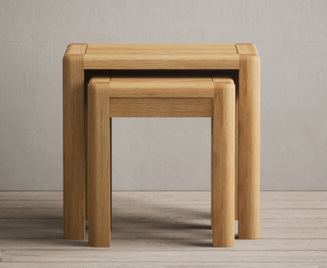 Product photograph of Harper Solid Oak Nest Of Tables from Oak Furniture Superstore