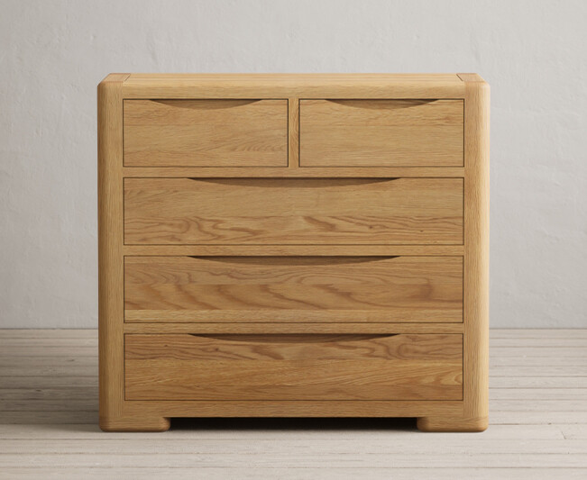 Product photograph of Harper Solid Oak 2 Over 3 Chest Of Drawers from Oak Furniture Superstore