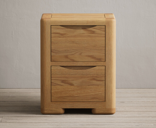 Product photograph of Harper Solid Oak 2 Drawer Bedside Chest from Oak Furniture Superstore