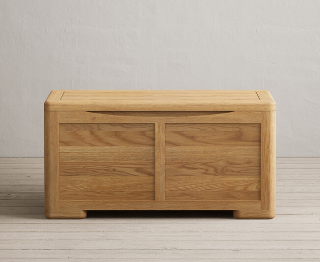 Product photograph of Harper Solid Oak Blanket Box from Oak Furniture Superstore