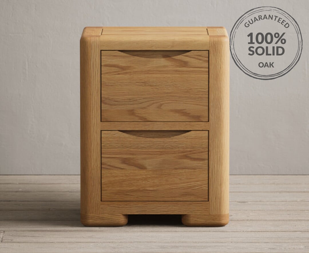 Harper Solid Oak 2 Drawer Bedside Chest Oak Furniture Superstore