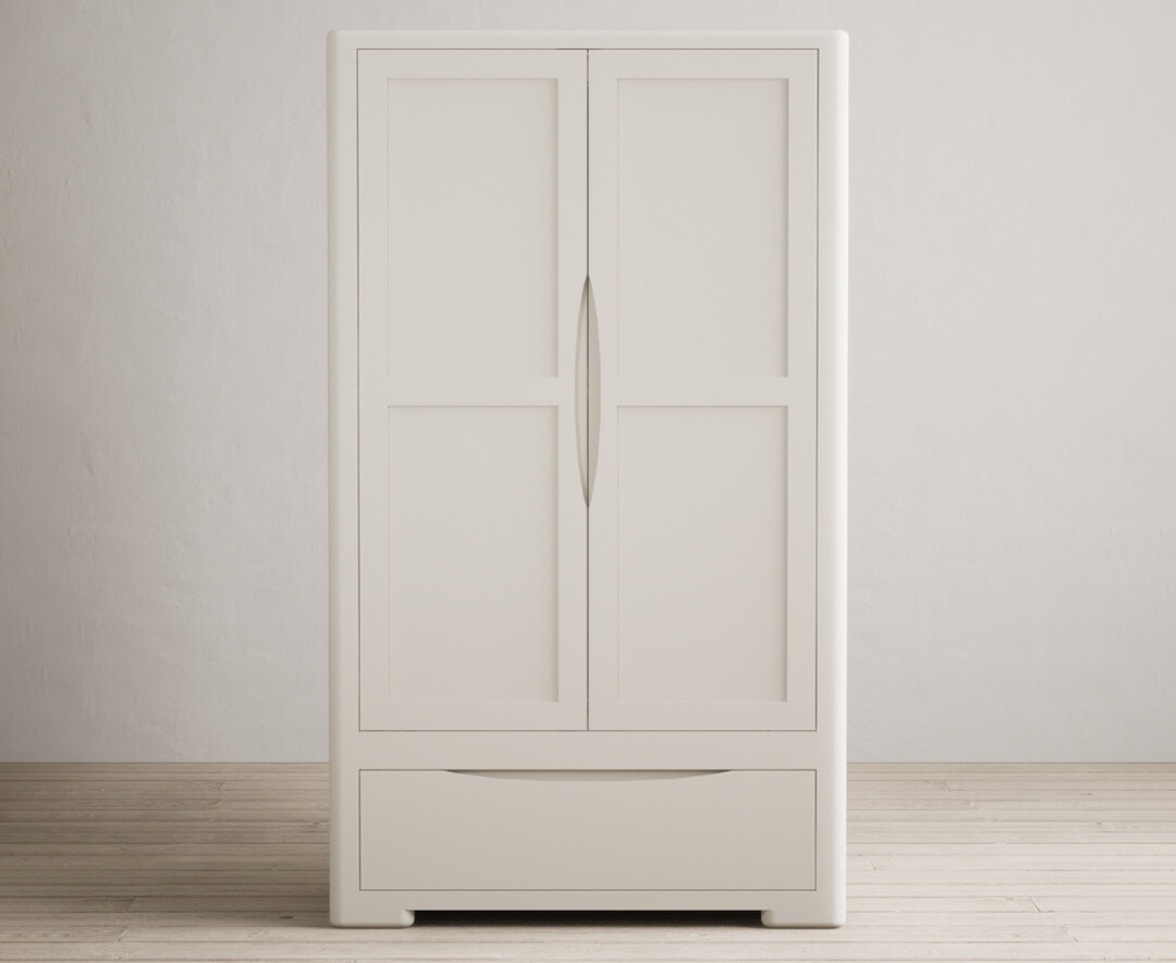 Product photograph of Harper Soft White Painted Double Wardrobe from Oak Furniture Superstore