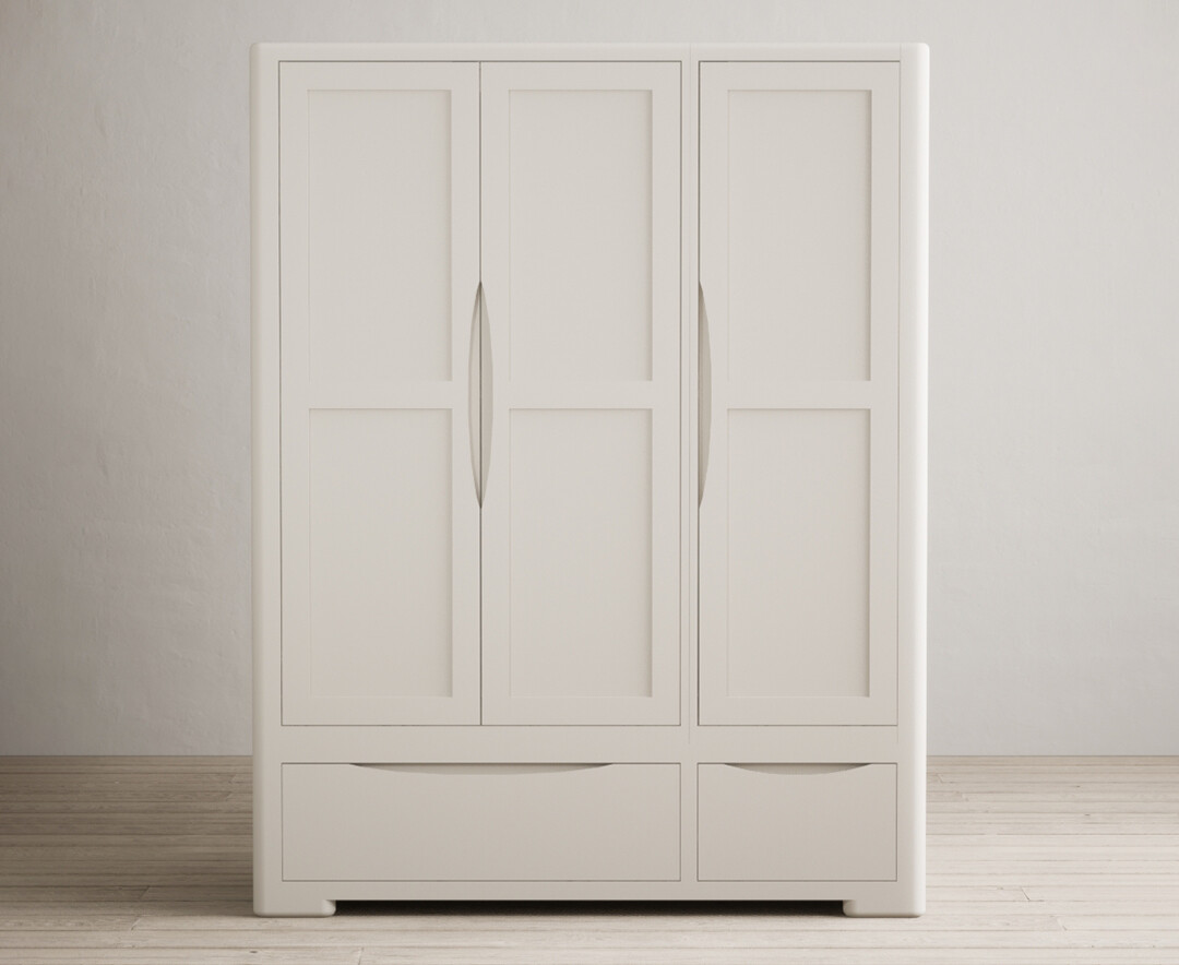 Product photograph of Harper Soft White Painted Triple Wardrobe from Oak Furniture Superstore