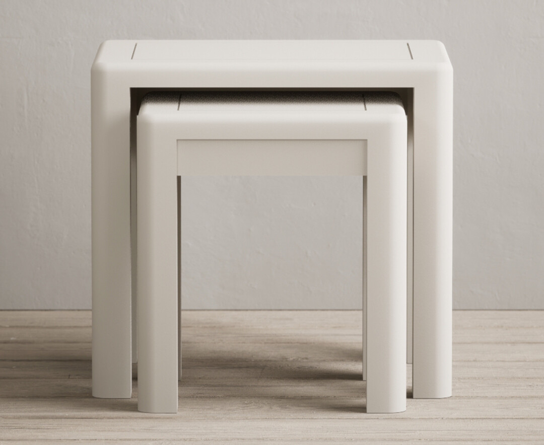 Product photograph of Harper Soft White Painted Nest Of Tables from Oak Furniture Superstore