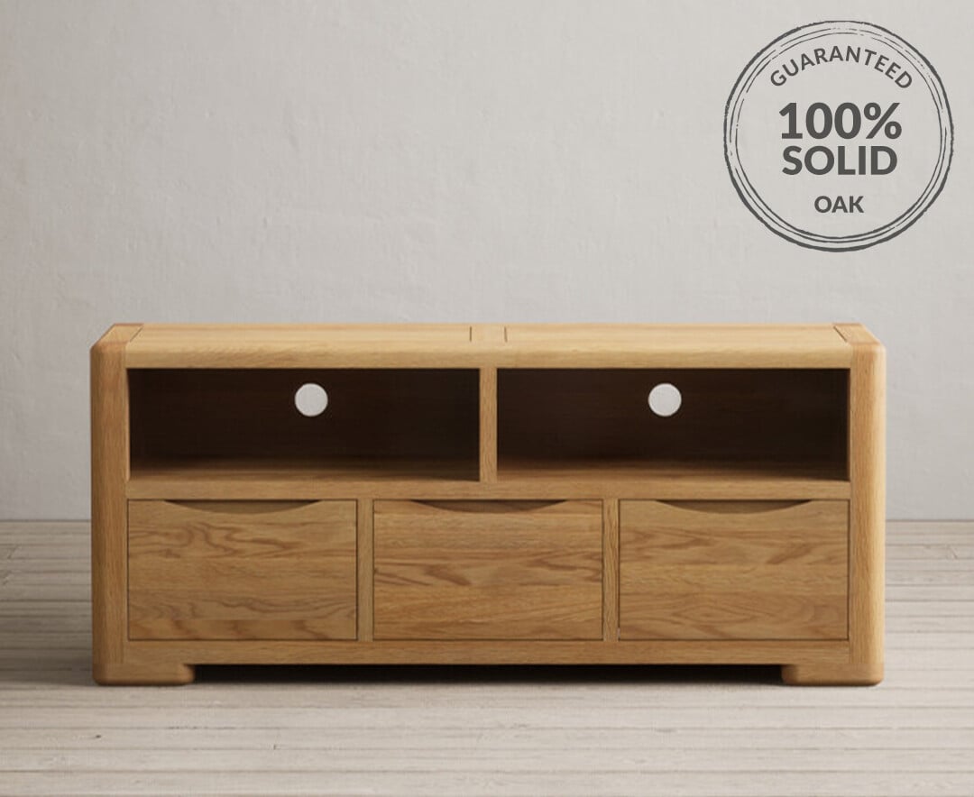 Solid oak hotsell tv unit large