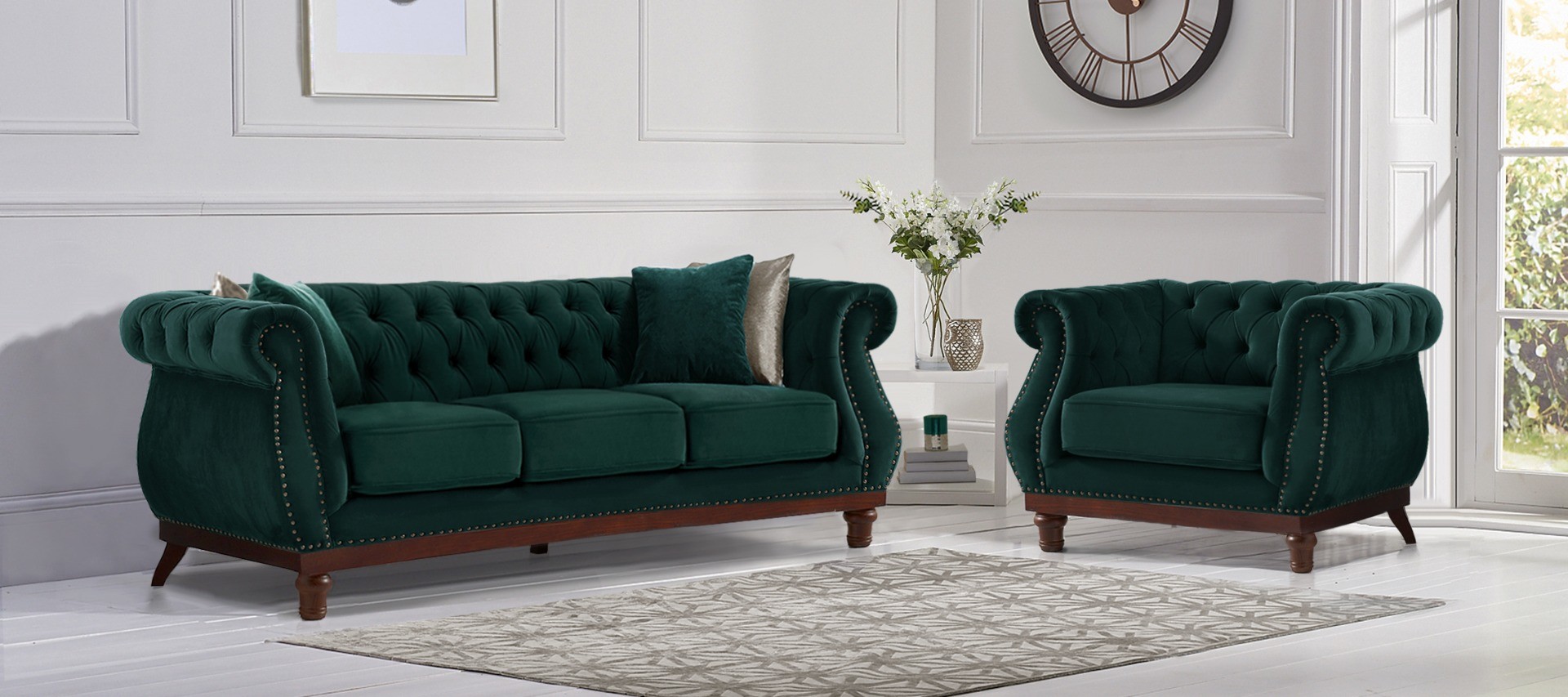 Photo 2 of Harrow chesterfield green velvet 2 seater sofa