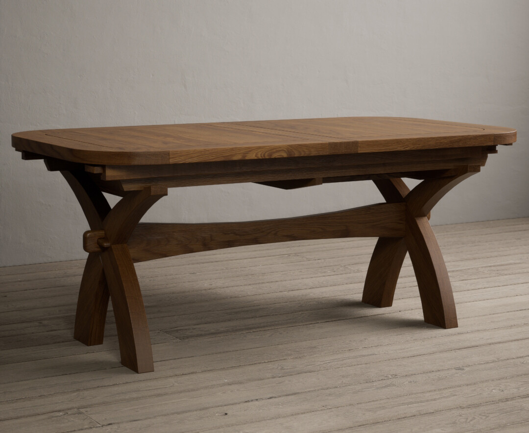 Product photograph of Atlas 180cm Rustic Solid Oak Extending Dining Table from Oak Furniture Superstore