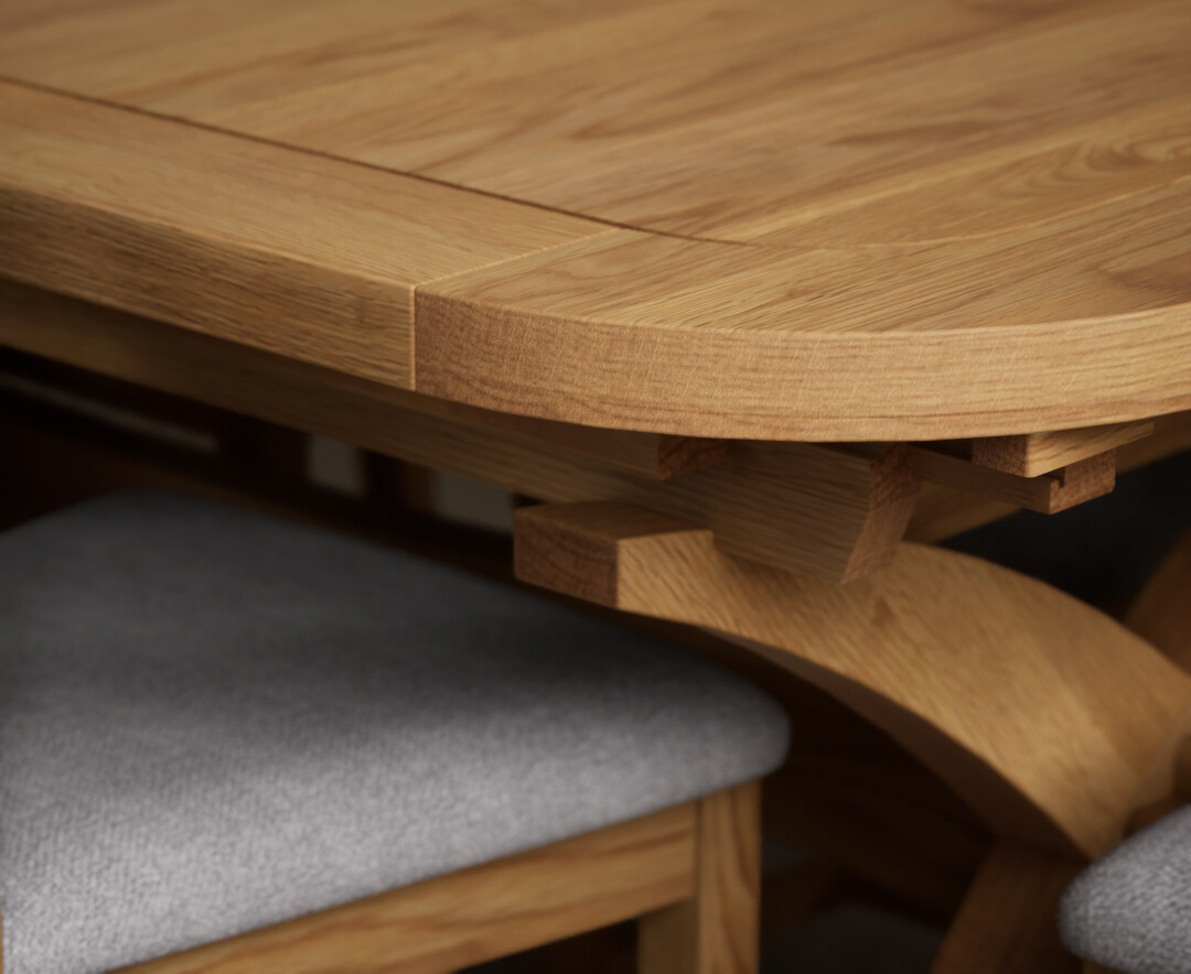 Photo 3 of Extending olympia 180cm solid oak dining table with 6 brown natural solid oak chairs
