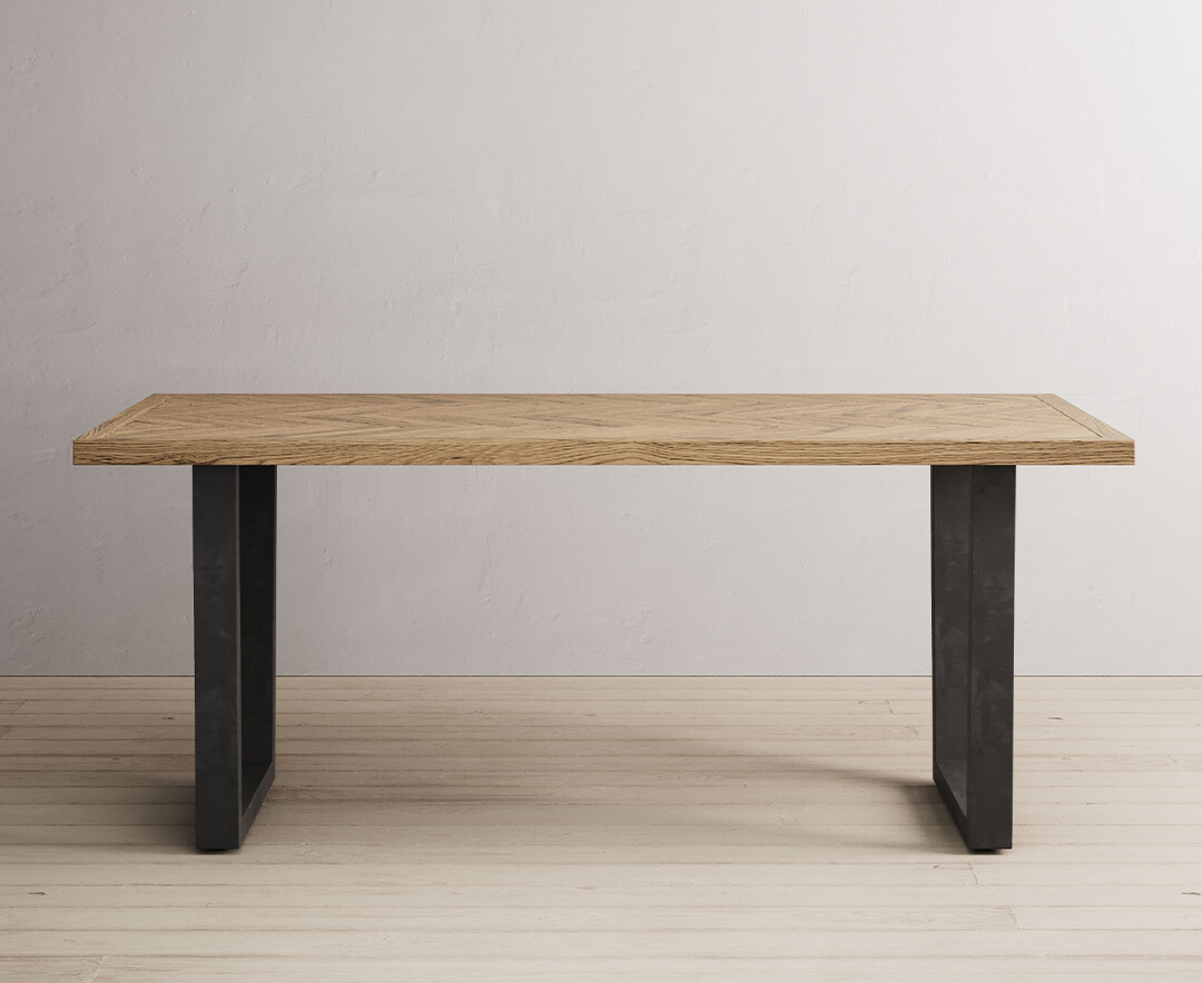 Photo 1 of Herringbone 190cm solid oak and metal dining table