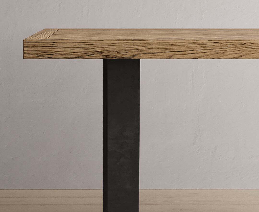 Photo 3 of Herringbone 190cm solid oak and metal dining table