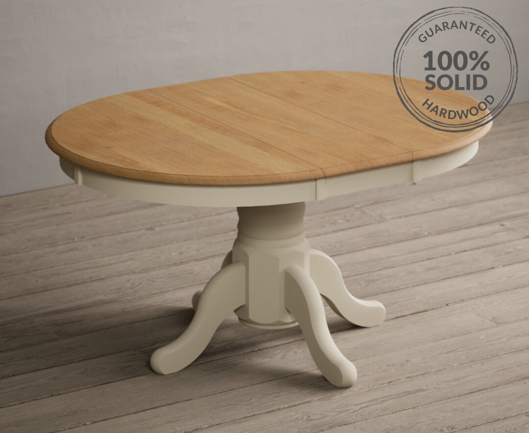 Cream and oak 2025 round extending dining table