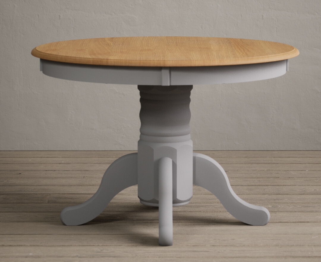 Product photograph of Extending Hertford 100cm - 130cm Oak And Light Grey Painted Pedestal Dining Table from Oak Furniture Superstore