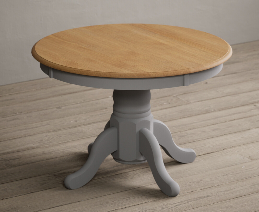 Hertford Oak And Light Grey Painted Extending Pedestal Dining Table
