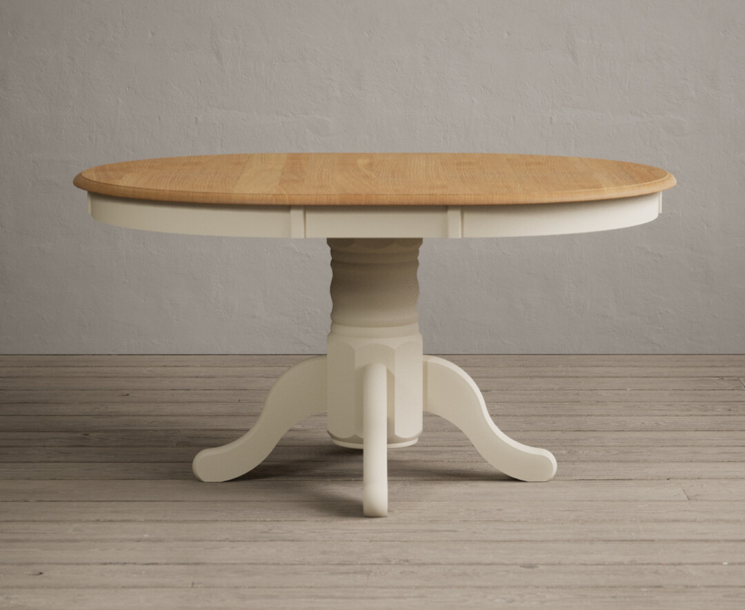 Product photograph of Extending Hertford 100cm - 130cm Oak And Cream Painted Pedestal Dining Table from Oak Furniture Superstore
