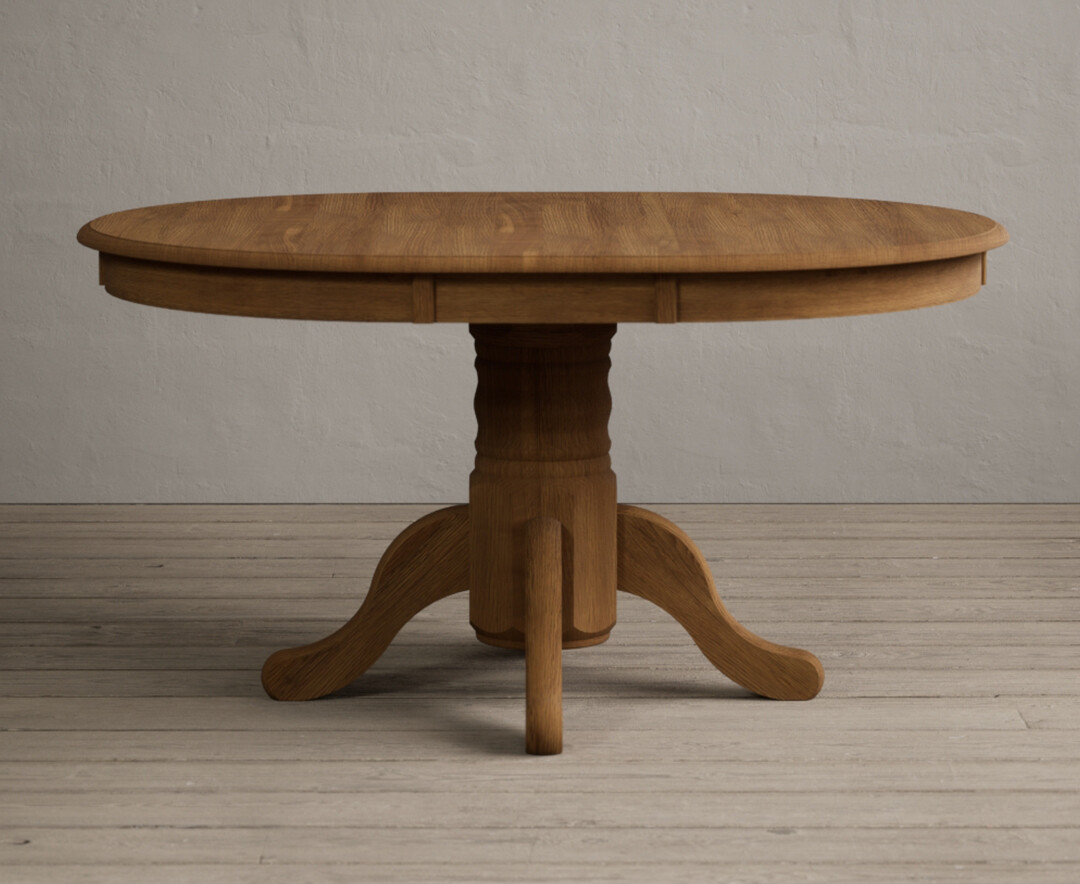 Product photograph of Extending Hertford 100cm - 130cm Rustic Oak Pedestal Dining Table from Oak Furniture Superstore