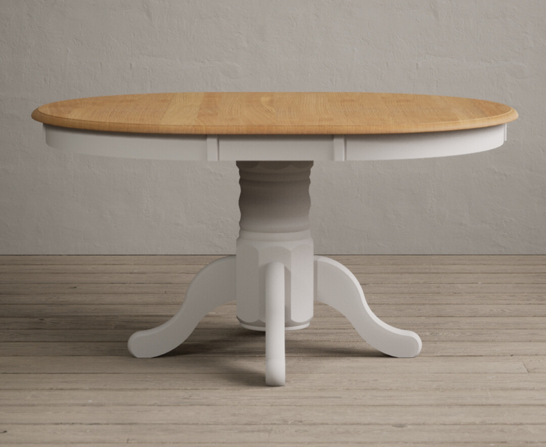 Product photograph of Extending Hertford 100cm - 130cm Oak And Soft White Painted Pedestal Dining Table from Oak Furniture Superstore