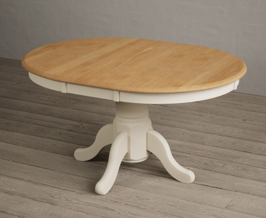 Hertford Oak And Cream Painted Extending Pedestal Dining Table