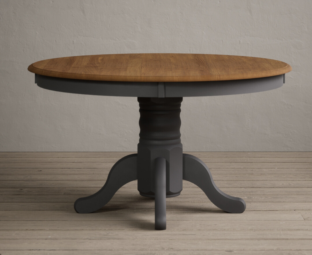 Product photograph of Hertford 120cm Fixed Top Oak And Charcoal Grey Painted Dining Table from Oak Furniture Superstore