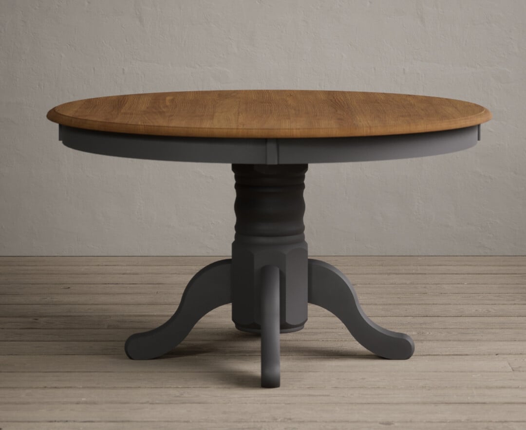 Hertford 120cm Oak And Charcoal Grey Painted Dining Table