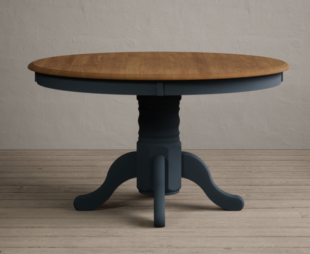 Hertford 120cm Oak And Dark Blue Painted Dining Table