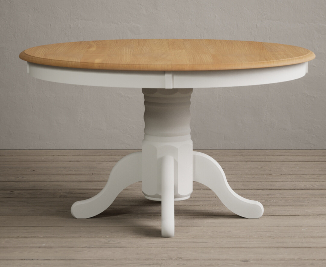 Product photograph of Hertford 120cm Fixed Top Oak And Signal White Painted Dining Table from Oak Furniture Superstore