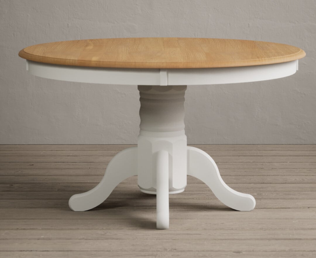 Product photograph of Hertford 120cm Fixed Top Oak And Signal White Painted Dining Table from Oak Furniture Superstore