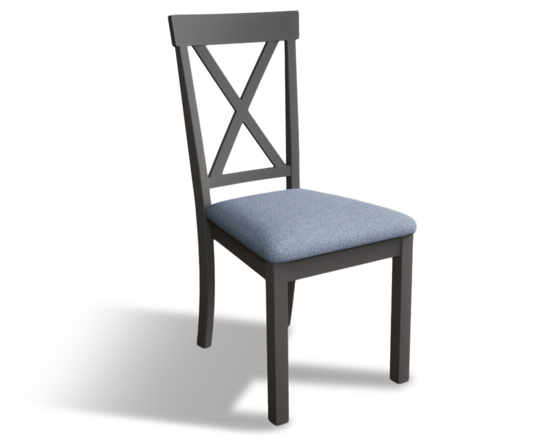 Photo 1 of Hertford mid grey dining chairs with blue fabric seat pad