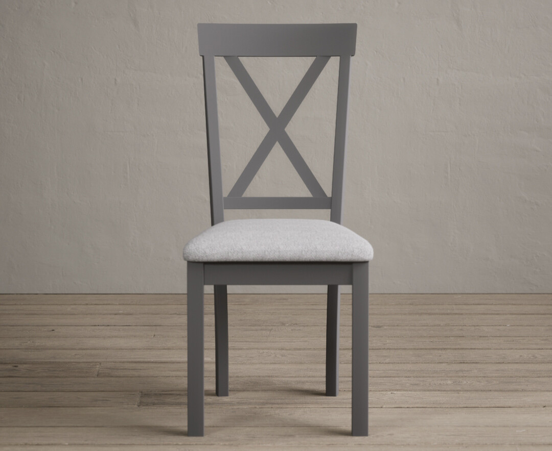 Hertford Mid Grey Dining Chairs With Light Grey Fabric Seat Pad