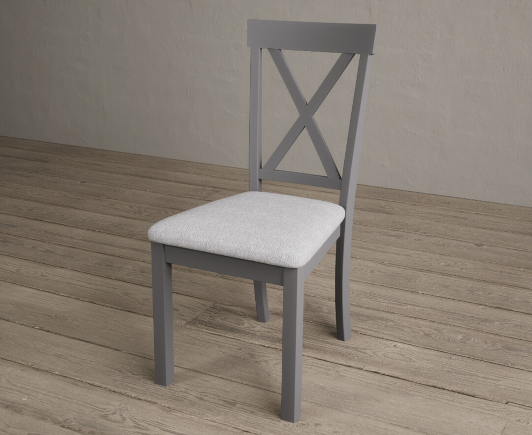 Photo 3 of Hertford mid grey dining chairs with light grey fabric seat pad