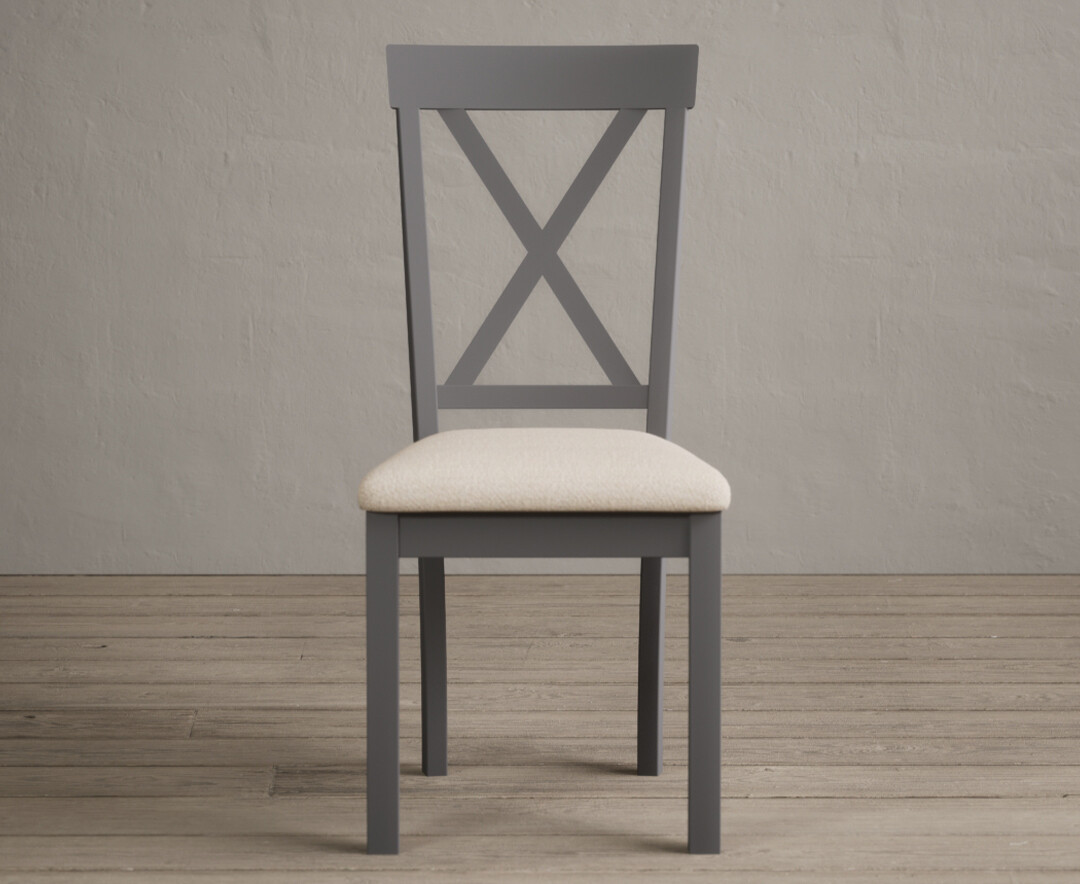 Hertford Mid Grey Dining Chairs With Linen Seat Pad