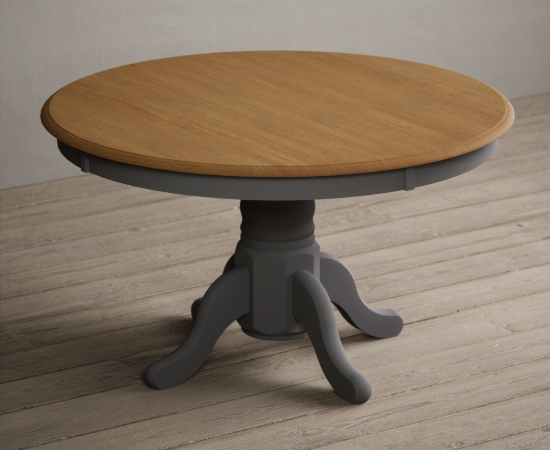 Product photograph of Hertford 120cm Fixed Top Oak And Mid Grey Painted Dining Table from Oak Furniture Superstore